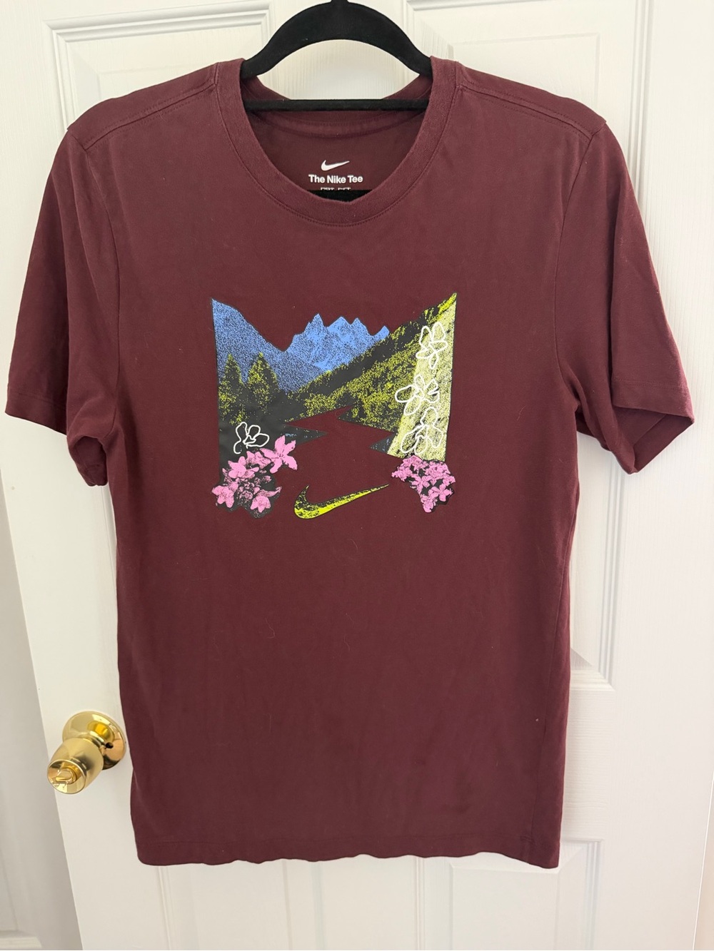 Nike Men's Dri-FIT Trail Energy Running T-Shirt in "Burgundy Crush" Small